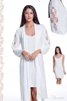 Dámská bambusová košilka ANDREA s županem XL Krémová