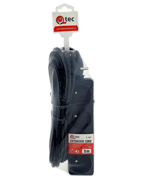 Predlžovací kábel Q-363f 4x z/u 5m čierny
