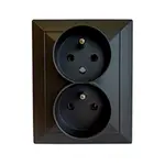 Dvojitá zásuvka česká  POLA black 33213