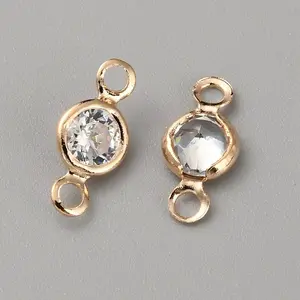 Alloy Clear Cubic Zirconia Connector Charms
