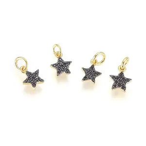 Brass Micro Pave Cubic Zirconia Charms