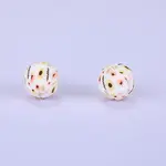 Printed Round with Sunflower Pattern Silicone Focal Beads