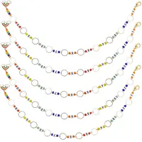 6Pcs Alloy Enamel Rainbow Charm Knitting Row Counter Chains