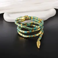 Alloy Green Rhinestone Snake Wrap Choker Necklaces for Women