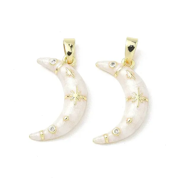 Brass Micro Pave Cubic Zirconia with Enamel Pendants