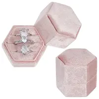 3-Slot Hexagonal Velvet Ring Boxes