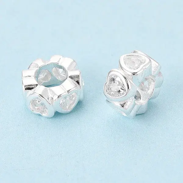 925 Sterling Silver Clear Cubic Zirconia Spacer Beads