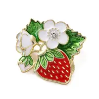 Strawberry Crystal Rhinestone Enamel Pins