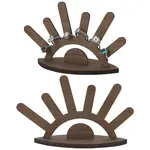 2Pcs Sun Rise Shaped Wooden Ring Display Stands