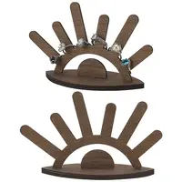 2Pcs Sun Rise Shaped Wooden Ring Display Stands
