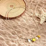 Summer Beach Porcelain Fish & Natural Cowrie Shell Pendant Cotton Cord Adjustable Necklaces