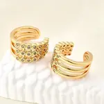 Brass Micro Pave Clear Cubic Zirconia Cuff Earrings