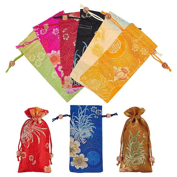 9Pcs 9 Colors Polyester Pouches