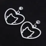 201 Stainless Steel Kitten Dangle Stud Earrings