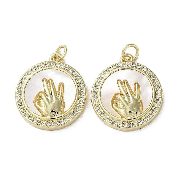 Gesture Theme Brass Micro Pave Cubic Zirconia Pendants