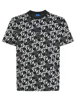 KARL LAGERFELD JEANS Tričko 'MONOGRAM'  čierna / šedobiela