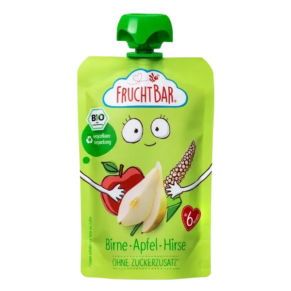 FRUCHTBAR BIO Ovocné vrecko s jablkom, hruškou a prosom 100 g