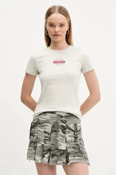 Bavlněné tričko Guess Jeans dámské, šedá barva, W5BI47 KCTX1