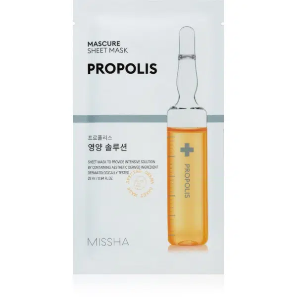 Missha Mascure Propolis vyživujúca plátienková maska pre citlivú a podráždenú pleť 28 ml