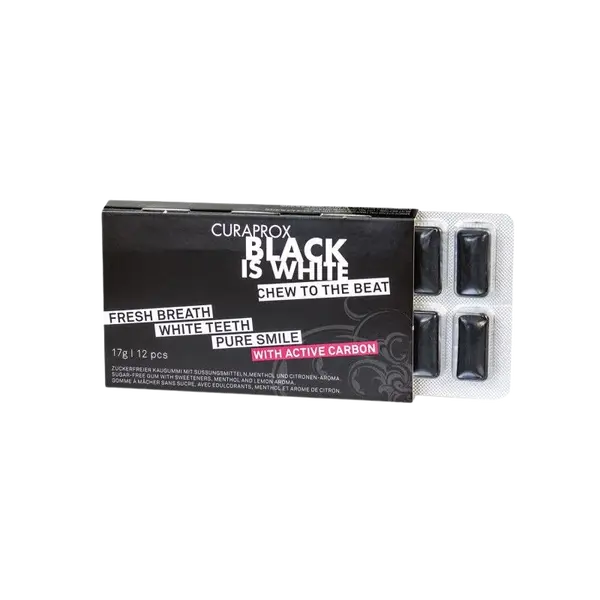 CURAPROX Žuvačky Black Is White 12 ks