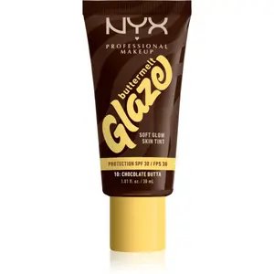 NYX Professional Makeup Buttermelt Glaze rozjasňujúci tónovací fluid SPF 30 odtieň 10 Chocolate Butta ml