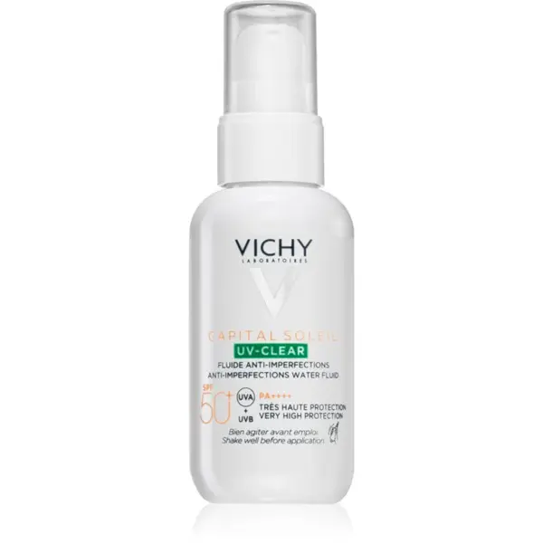 Vichy Capital Soleil UV-Clear protivrásková starostlivosť pre mastnú pleť so sklonom k akné SPF 50+ 40 ml