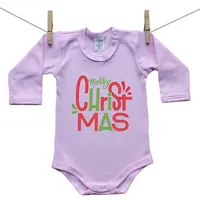 Boodyy Ružové Body s dlhým rukávom Merry Christmas 92 (18-24 mesiacov)
