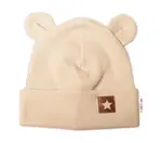 Baby Nellys Rebrovaná dvojvrstvová čiapka s uškami TEDDY - béžová, veľ. 80/86