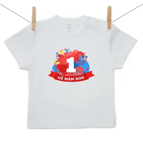 Boodyy Tričko s krátkym rukávom Už mám 1 rok Červená 80 (9-12 mesiacov)