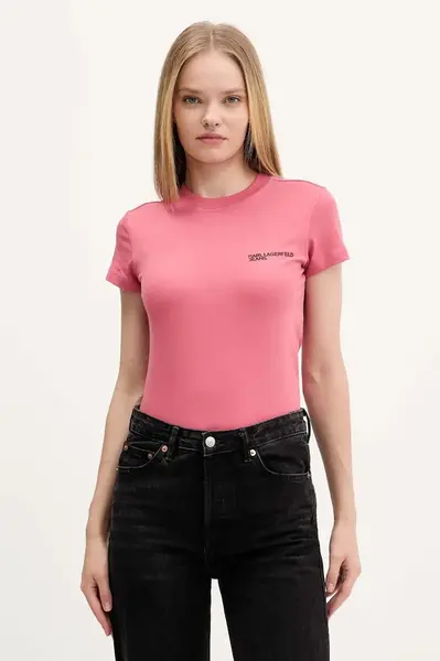 Bavlněné tričko Karl Lagerfeld Jeans dámské, bílá barva, A1W17004