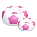 Sedací vak lopta 100x100 cm + podnožník sivo ružová