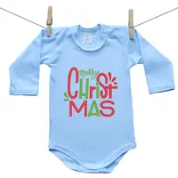 Boodyy Modré body s dlhým rukávom Merry Christmas 62 (2-4 mesiace)