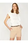 Koton Women's Ecru Normal Waist Shorts with Pocket Detail
