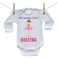 Boodyy Body s dlhým rukávom Keď vyrastiem budem baletka 74 (6-9 mesiacov)