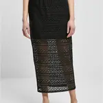 Women's Stretch Crochet Lace Midi Skirt Black