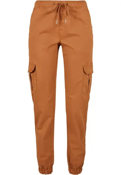 Women's high-waisted cargo tracksuit pants made of caramel