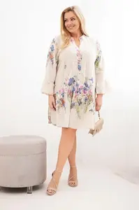Plus size květinové šaty s V-výstřihem