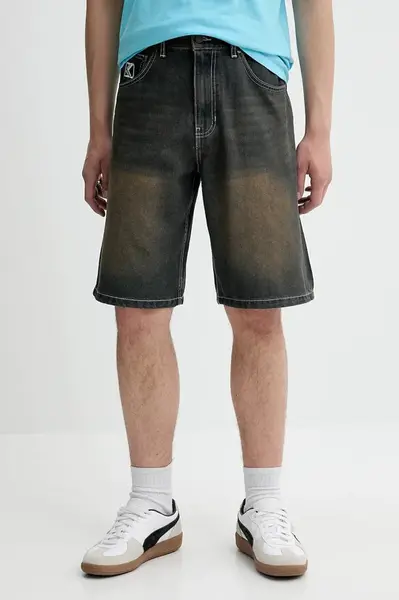 Džínové šortky Karl Kani pánské, modrá barva, 60100040