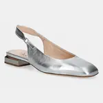 Kožené lodičky AGL Angie L Sling B stříbrná barva, na podpatku, s odkrytou patou, D557006PCKB135G279