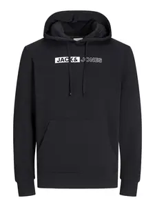 Jack & Jones Plus Mikina 'JJECorp'  čierna / biela