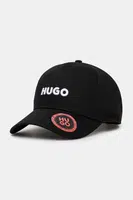 Bavlněná baseballová čepice HUGO černá barva, s aplikací, 50533410
