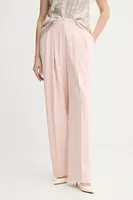Kalhoty Theory dámské, růžová barva, široké, high waist, O1109201