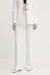 Kalhoty HUGO dámské, bílá barva, zvony, high waist, 50537602
