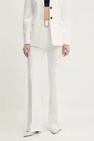 Kalhoty HUGO dámské, bílá barva, zvony, high waist, 50537602