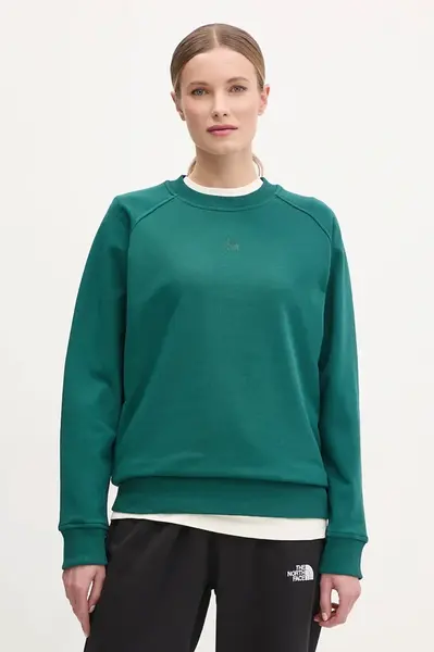 Bavlněná mikina The North Face Relaxed dámská, zelená barva, hladká, NF0A8C396GI1