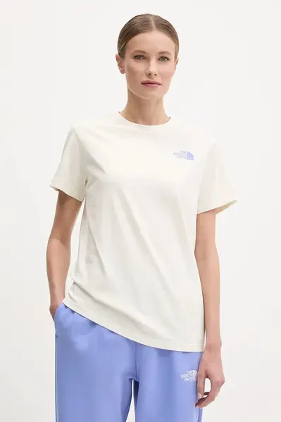 Bavlněné tričko The North Face Tailgrid Infill béžová barva, NF0A8C4W9731