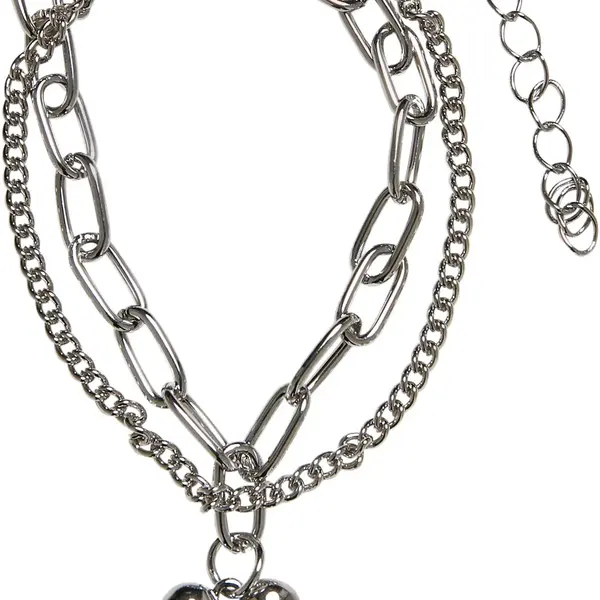 Náramek s vrstvením ikon srdce - stříbrné barvy