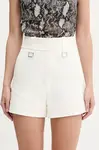 Bavlněné šortky IRO dámské, bílá barva, high waist, WM30BIRA