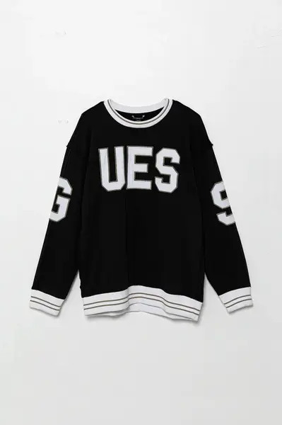 Dětská bavlněná mikina Guess černá barva, s aplikací, L5GQ04 KA6R4