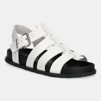 Kožené sandály Tommy Jeans TJW FISHERMAN PATENT SANDAL dámské, bílá barva, EN0EN02874